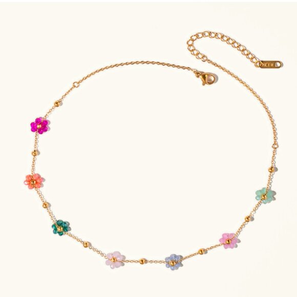 AVARIA Azalea Floral Gold Necklace ✨Waterproof✨ - Picture 2 of 6